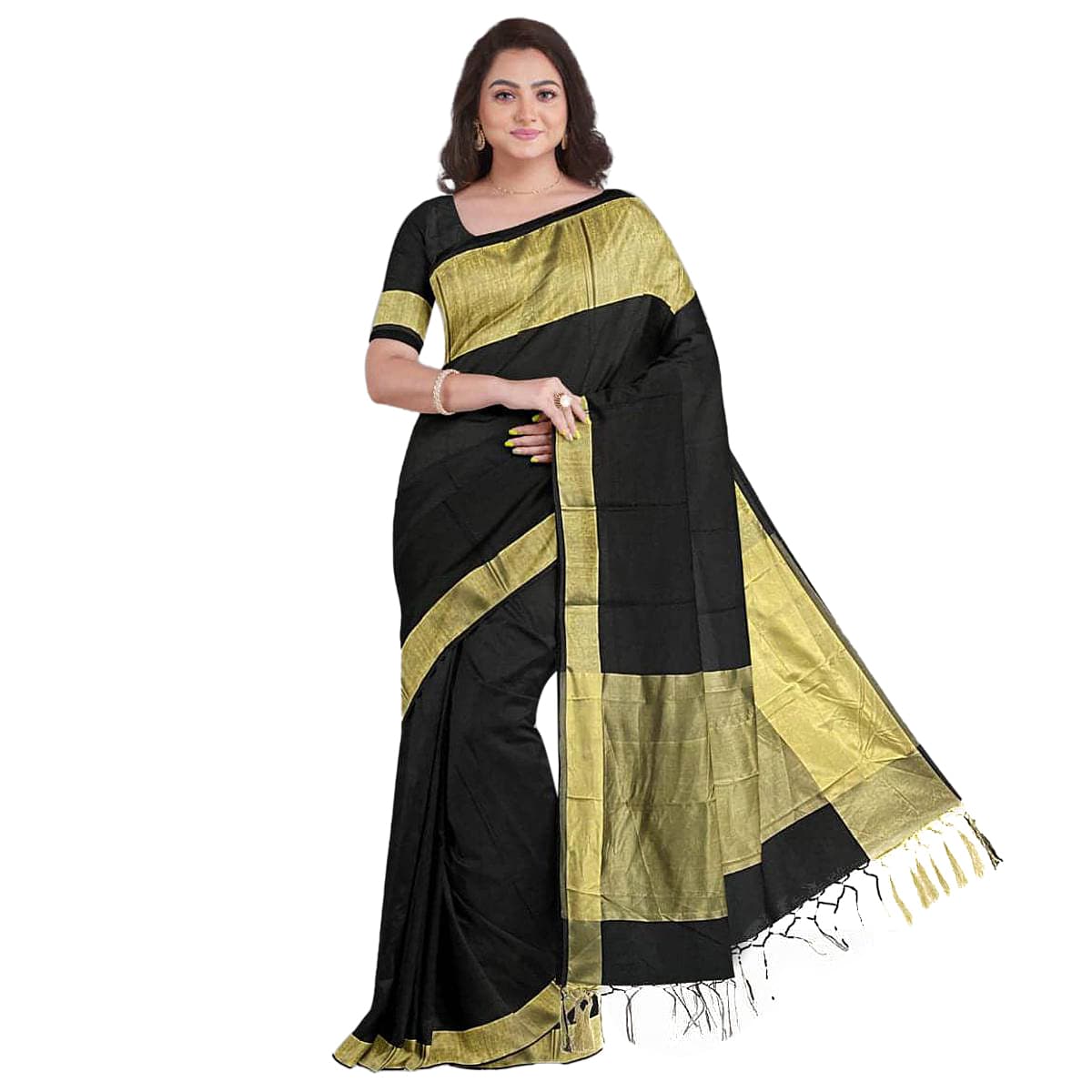 Floral Print Bollywood Lycra Blend Saree (Maroon)